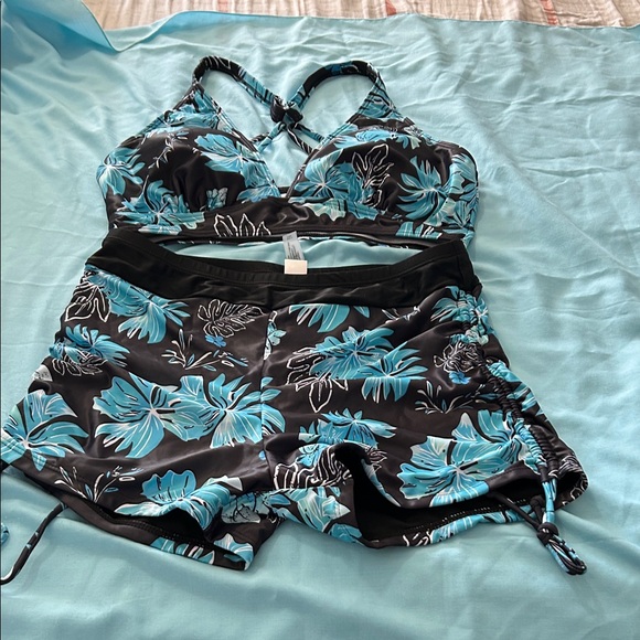 Younique Other - Younique Black and Blue Floral Bikini size medium nwot